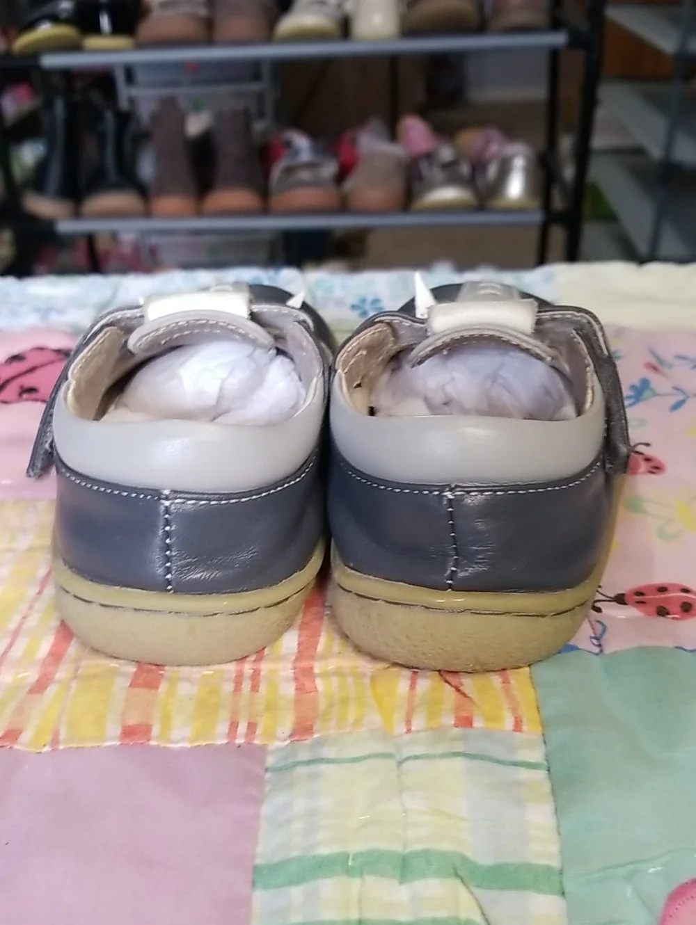 Livie & Luca Navy and Light Gray Leather Elephants Size 7